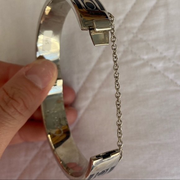 Coach Silver and Black Signature Bracelet with Snap Closure - Picture 6 of 6